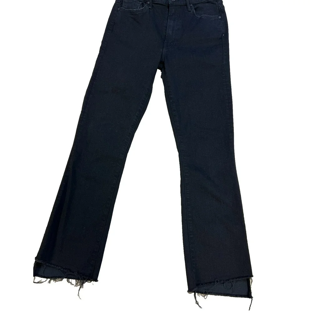 Mother Insider Crop Step Fray Black Not Guilty Narrow Straight Leg High Rise, 26